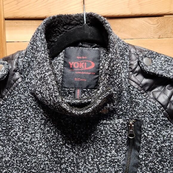 Yoki Outerwear Collection Black Gray Jacket Women M Polyester Wool - Picture 3 of 8